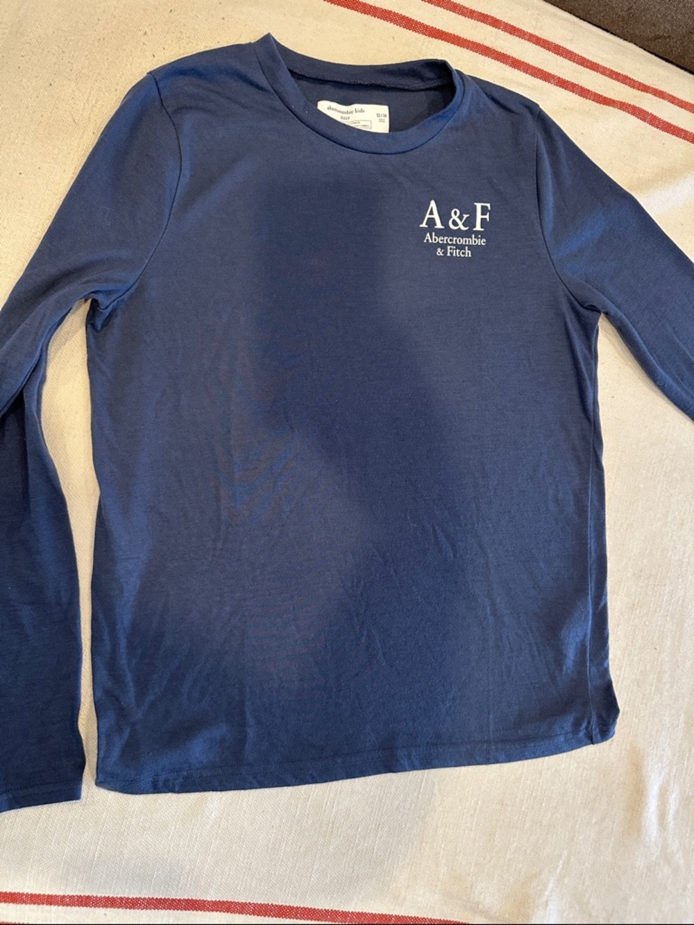 Abercrombie & Fitch Navy Blue Kids Long-Sleeve Logo Tee